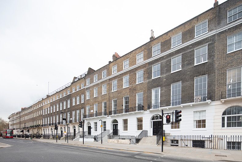 Façade cleaning and restoration of a London building